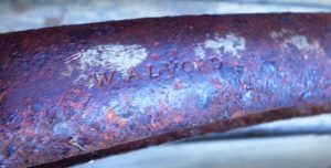Old shovel handel with W. Alvord imprinted