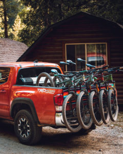 Mountain bikes in back of truck